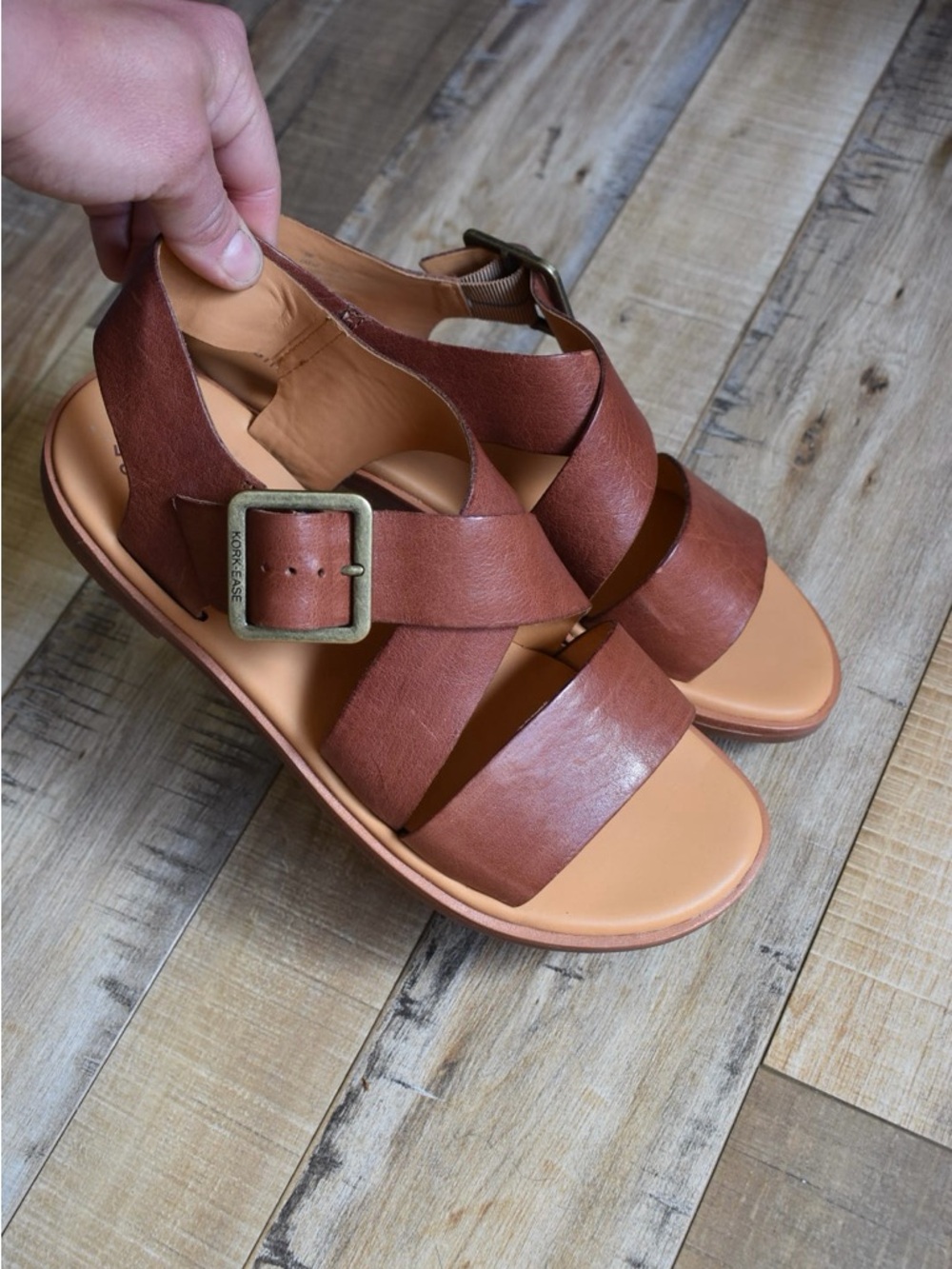 Kork-Ease Brown Leather Strappy Sandal with Buckle
